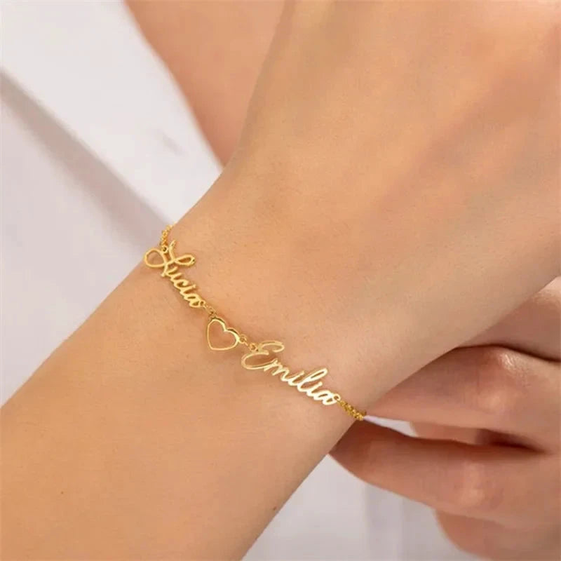 Dual Name Heart Bracelet by BowLift