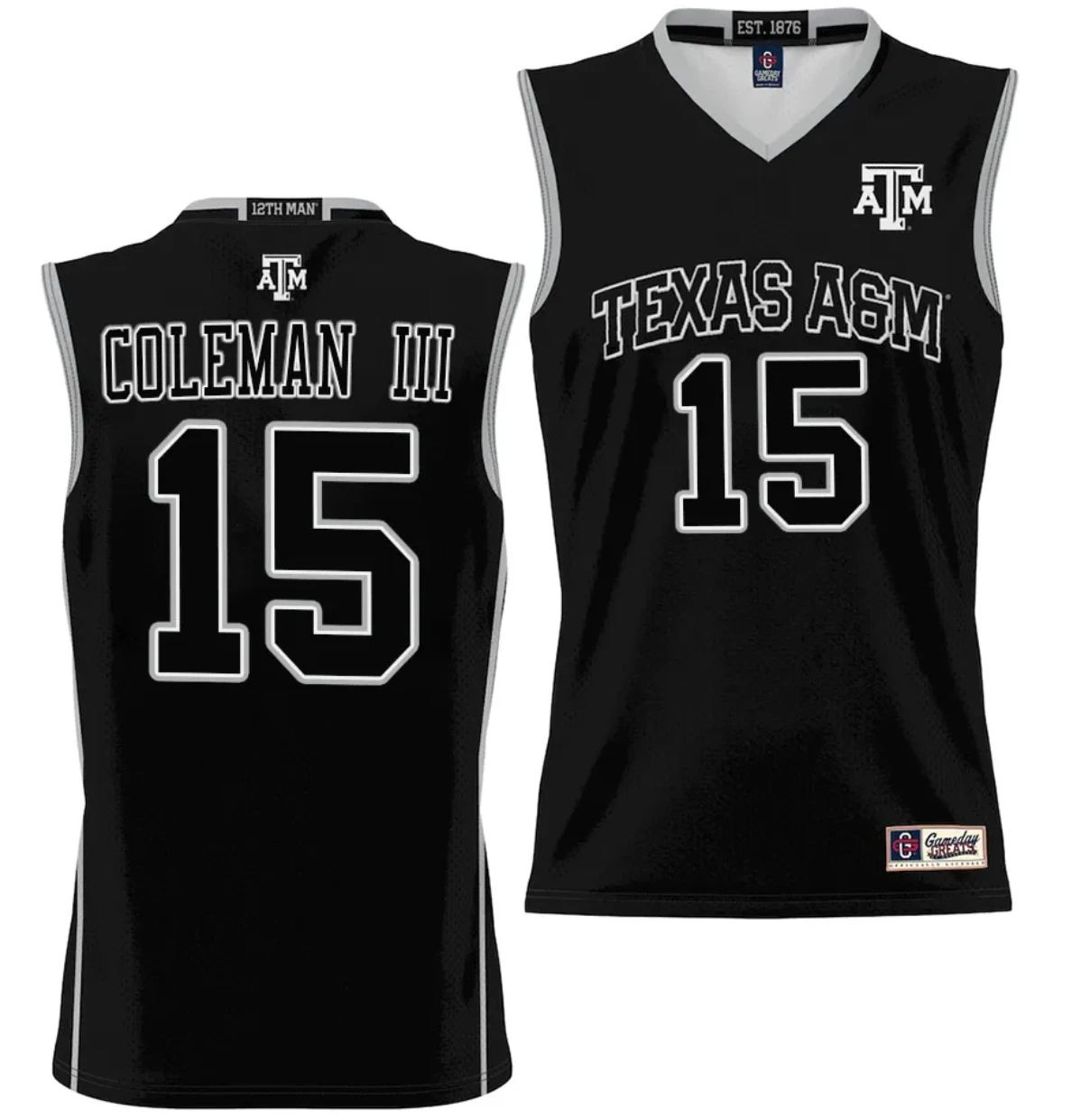 Henry Coleman III Jersey #15 Texas Aggies NIL College Basketball Jersey Lightweight Black by My store basketball