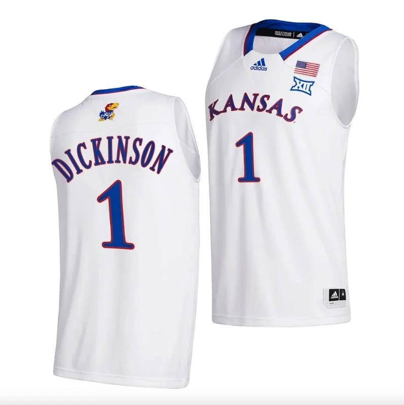 Hunter Dickinson Jersey #1 Kansas Jayhawks College Basketball White by My store basketball