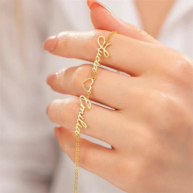 Dual Name Heart Bracelet by BowLift