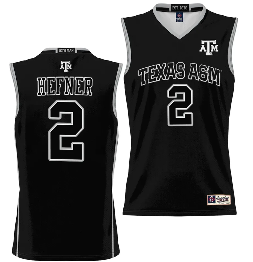 Hayden Hefner Jersey #2 Texas Aggies NIL College Basketball Jersey Lightweight Black by My store basketball