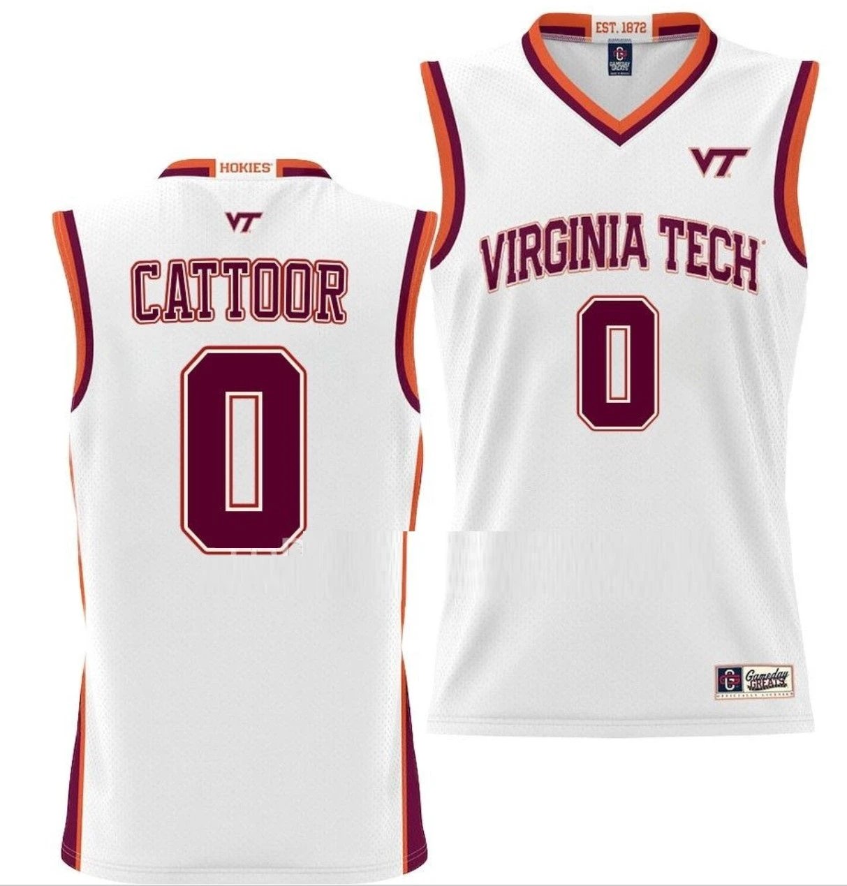 Hunter Cattoor Jersey Virginia Tech Hokies College Basketball NIL Pick-A-Player White #0 by My store basketball