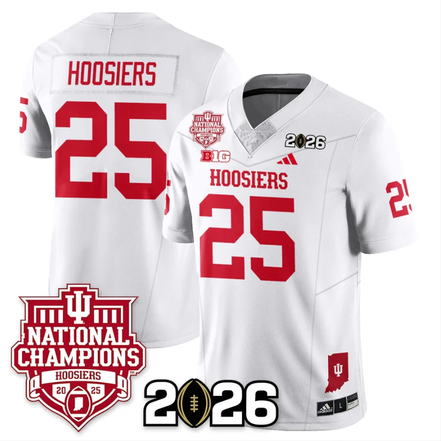 Hoosiers Jersey #25 Indiana Hoosiers 2025 National Champions Stitched White by My Store NCAA Football Jerseys