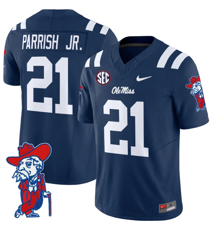 Henry Parrish Jr Jersey #21 Ole Miss Rebels Vapor Limited College Football Stitched Navy by My Store