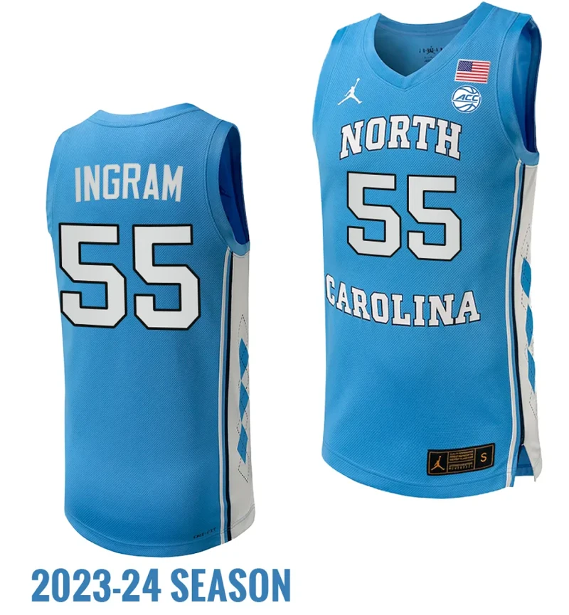 Harrison Ingram Jersey #55 UNC Tar Heels NIL College Basketball Lightweight Blue by My store basketball