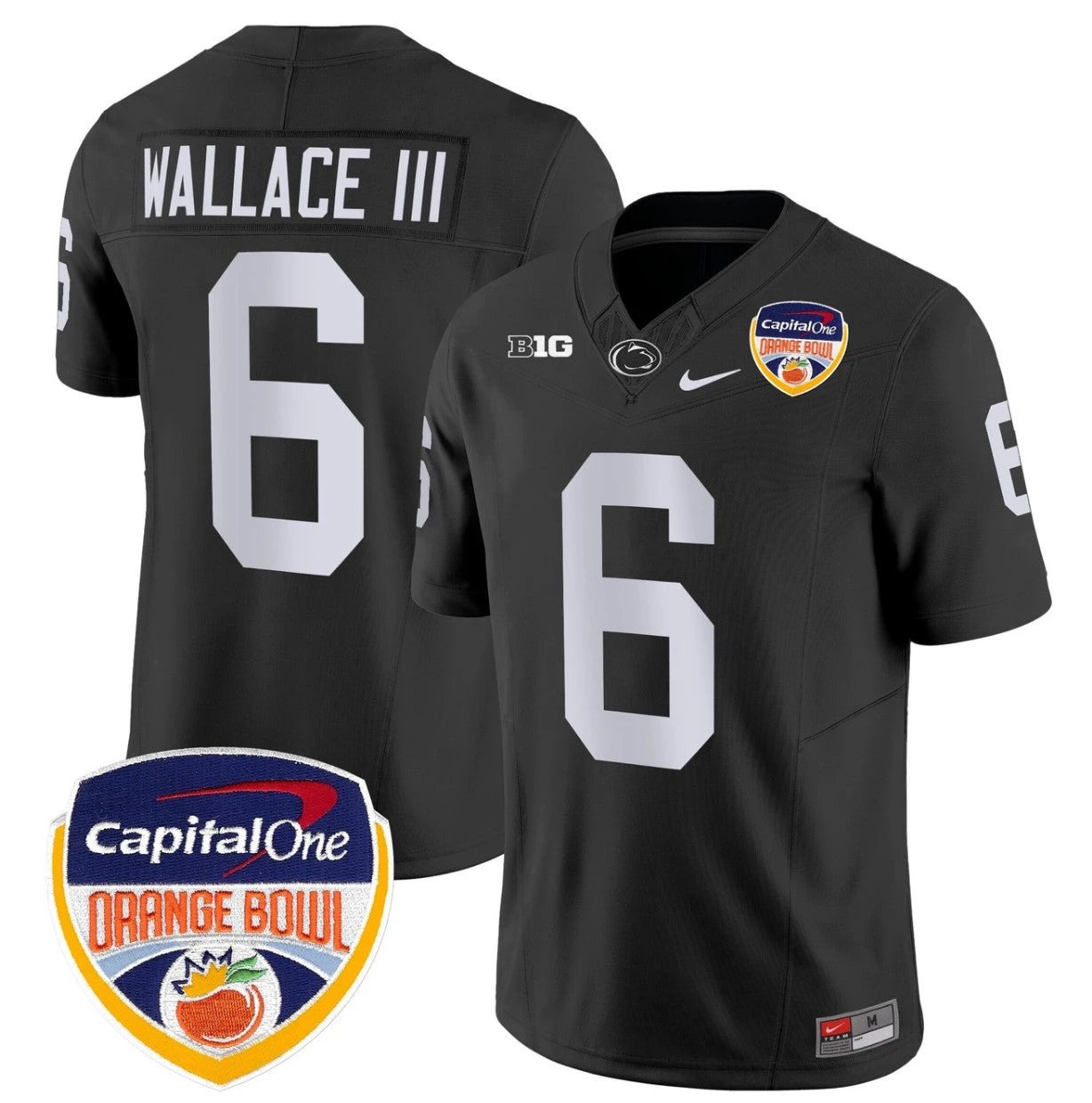 Harrison Wallace III Jersey #6 Penn State Orange Bowl Patch Stitched Black by NCAA Football Jersey