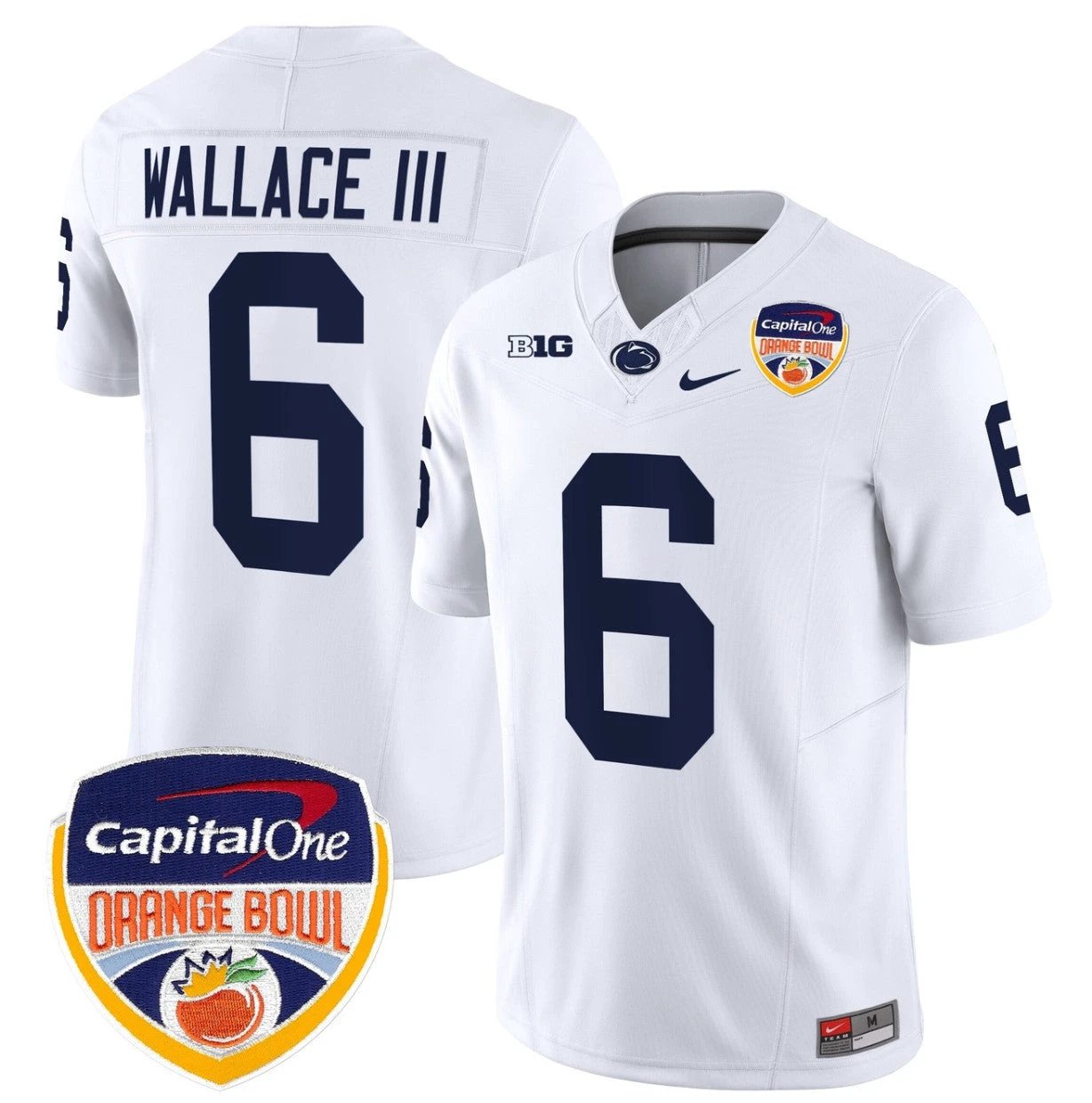 Harrison Wallace III Jersey #6 Penn State Orange Bowl Patch Stitched White by NCAA Football Jersey