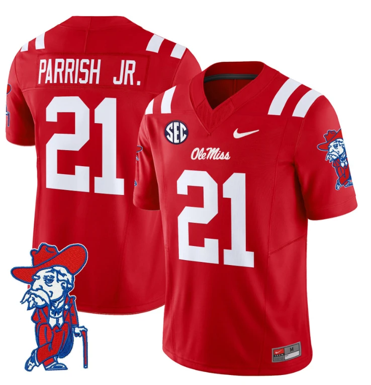 Henry Parrish Jr Jersey #21 Ole Miss Rebels Vapor Limited College Football Stitched Red by My Store