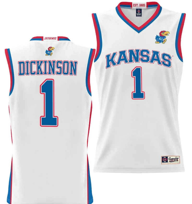 Hunter Dickinson Jersey #1 Kansas Jayhawks NIL College Basketball Lightweight White by My store basketball