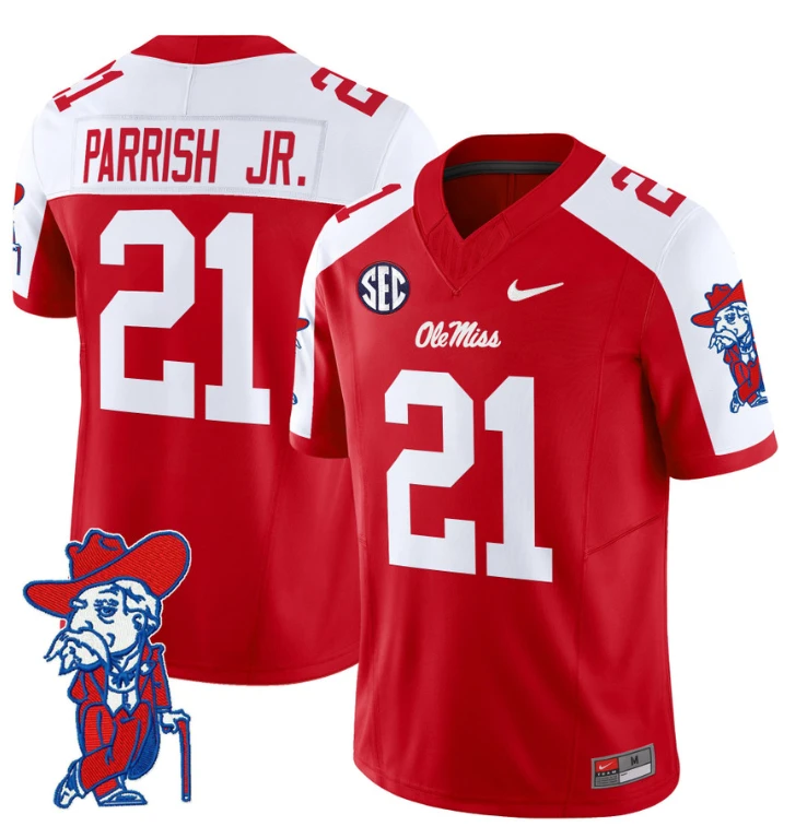 Henry Parrish Jr Jersey #21 Ole Miss Rebels Vapor Limited College Football Stitched Red Alternate by My Store