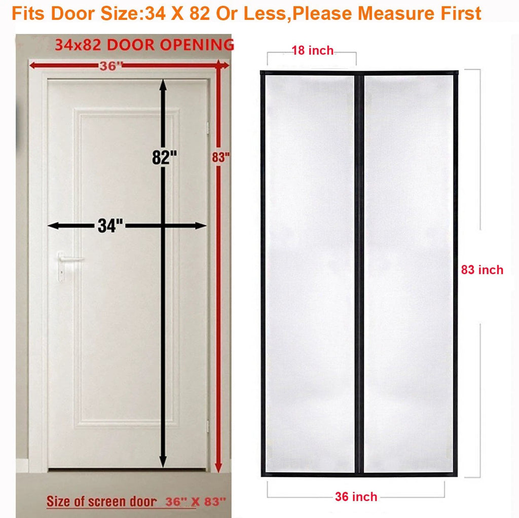 Nayira Magnetic Screen Door Fiberglass-Keep Bugs Out Let Fresh Air In-New Upgraded Magnets-Durable Fiberglass Mesh Curtain with Weights in Bottom-Full Frame Velcro-Fits Door up to 36''x82'' by flagsshop