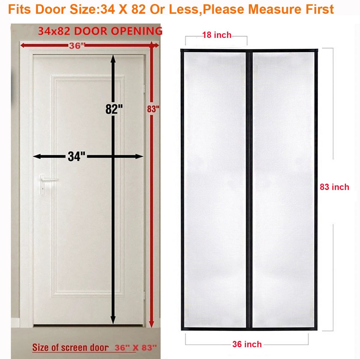 Nayira Magnetic Screen Door Fiberglass-Keep Bugs Out Let Fresh Air In-New Upgraded Magnets-Durable Fiberglass Mesh Curtain with Weights in Bottom-Full Frame Velcro-Fits Door up to 36''x82'' by flagsshop
