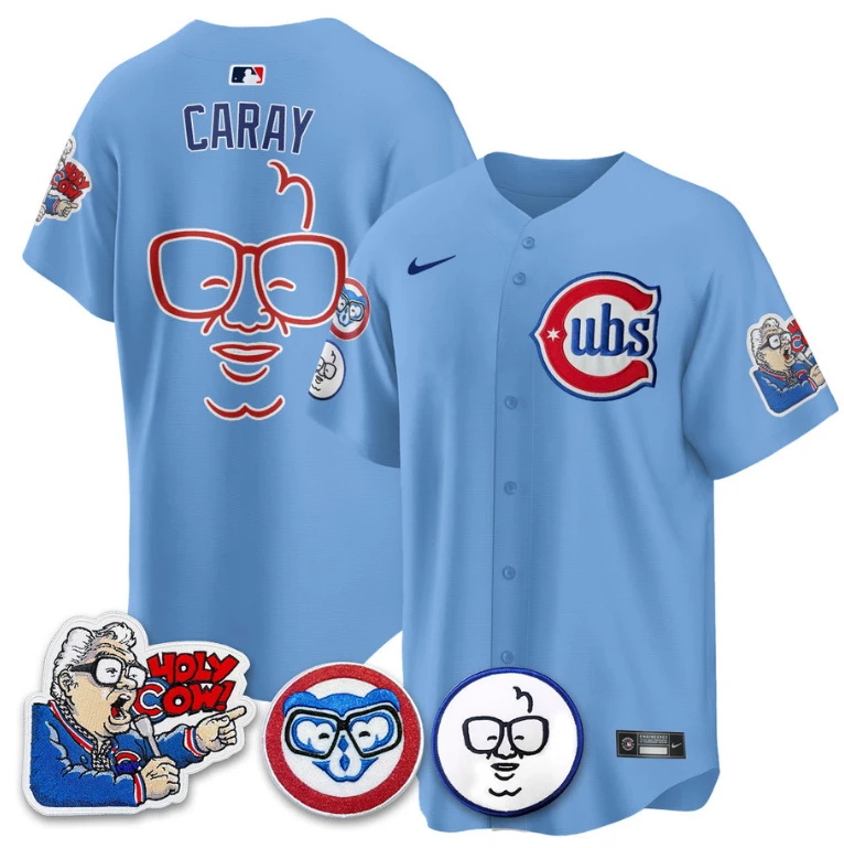 Harry Caray Jersey Chicago Cubs Harry Caray Holy Cow Patch Premier Limited Stitched Blue by My Store