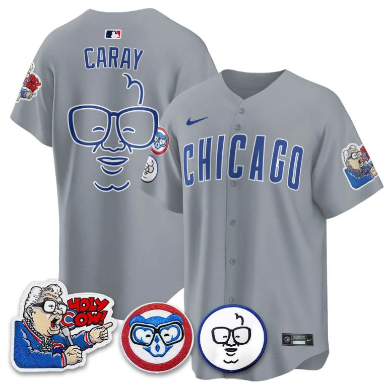Harry Caray Jersey Chicago Cubs Harry Caray Holy Cow Patch Premier Limited Stitched Gray by My Store