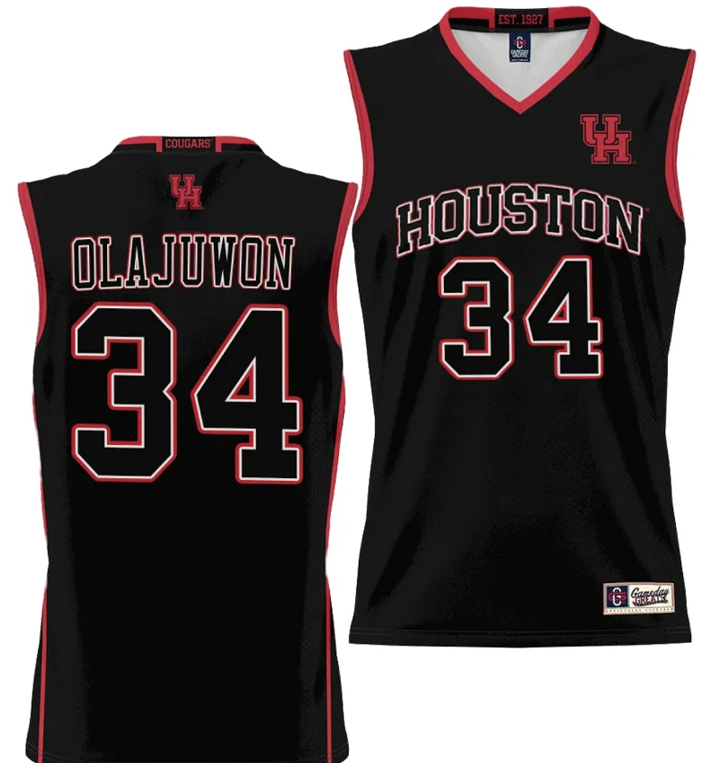 Hakeem Olajuwon Jersey #34 Houston Cougars NIL College Basketball Lightweight Black by My store basketball
