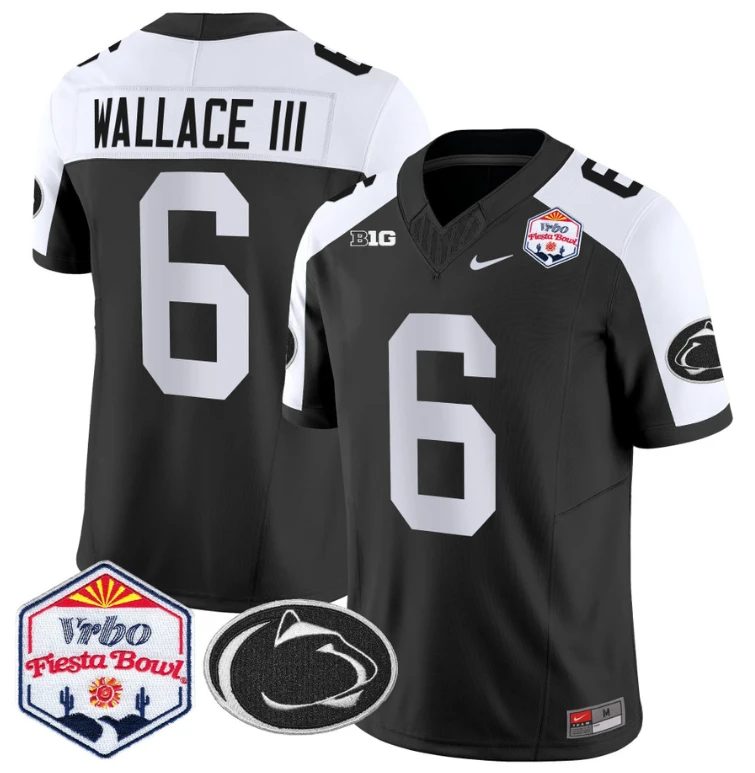 Harrison Wallace III Jersey #6 Penn State 2024 Fiesta Bowl Patch Black Alternate by NCAA Football Jersey