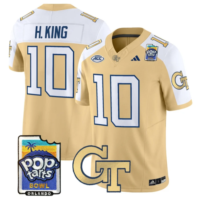 Haynes King Jersey #10 Georgia Tech Jackets Pop-Tarts Bowl Stitched Gold Alternate by NCAA Football Jersey