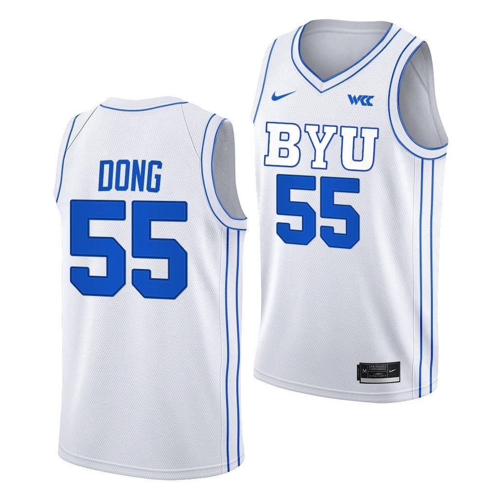 Hao Dong Jersey BYU Cougars College Basketball White #55 by My store basketball