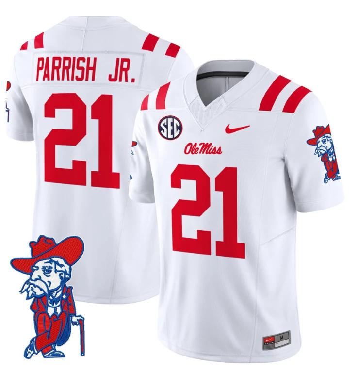 Henry Parrish Jr Jersey #21 Ole Miss Rebels Vapor Limited College Football Stitched White by My Store