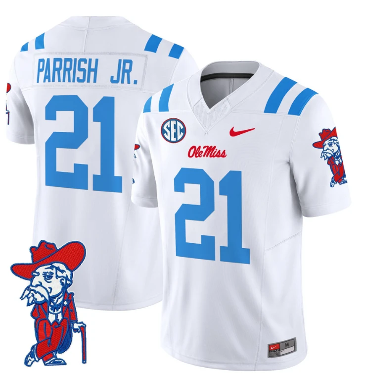 Henry Parrish Jr Jersey #21 Ole Miss Rebels Vapor Limited College Football Stitched 2024 White by My Store