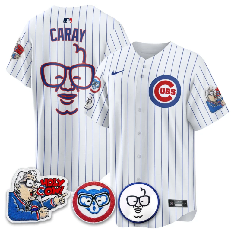 Harry Caray Jersey Chicago Cubs Harry Caray Holy Cow Patch Premier Limited Stitched White by My Store