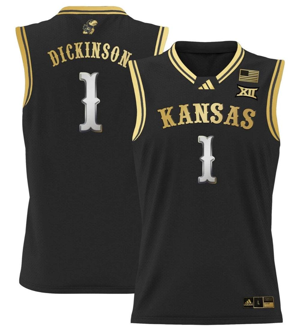 Hunter Dickinson Jersey #1 Kansas Jayhawks 2024 Lightweight Basketball Black Gold by My store basketball