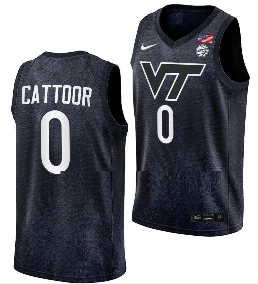 Hunter Cattoor Jersey Virginia Tech Hokies College Basketball Swingman Black #0 by My store basketball