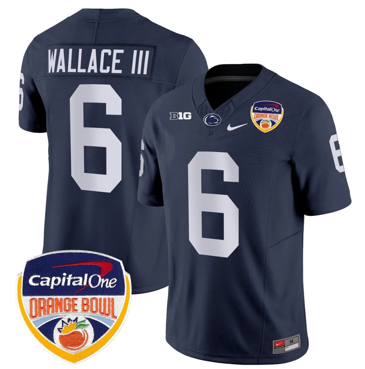 Harrison Wallace III Jersey #6 Penn State Orange Bowl Patch Stitched Navy by NCAA Football Jersey