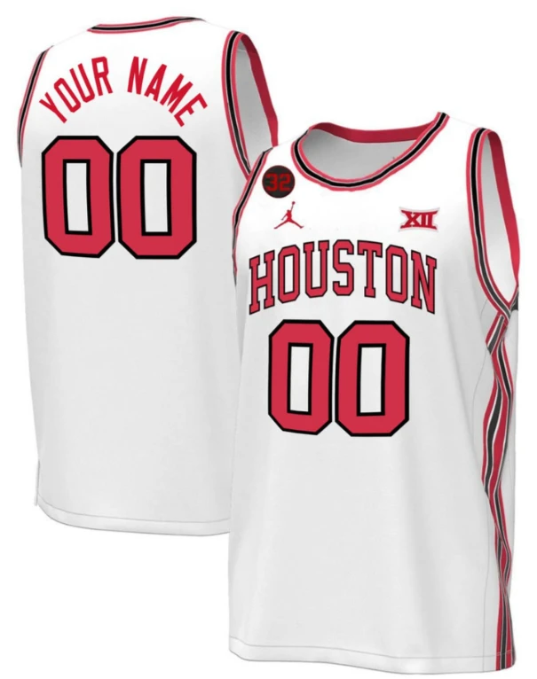 Houston Cougars Basketball Custom White Jersey - All Stitched by My store basketball