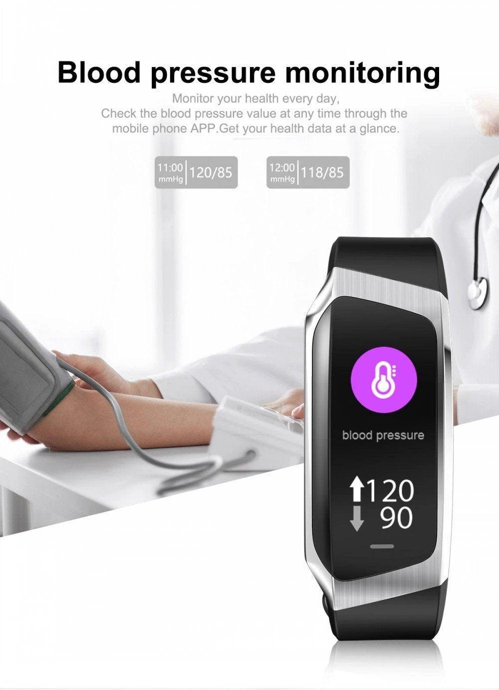 Fitband Smart Watch Waterproof Blood Pressure Oxygen Heart Rate Monitor Sport Bracelet by BowLift
