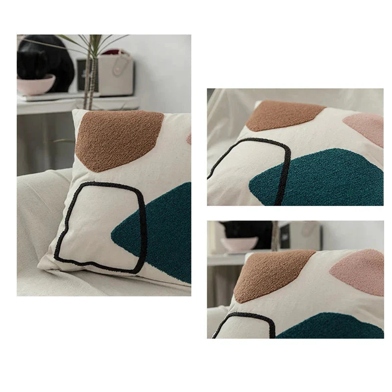 Black Cat & Garden Tufted Pillow Case by Bowlift