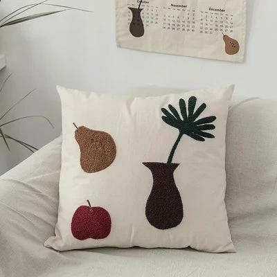 Black Cat & Garden Tufted Pillow Case by Bowlift