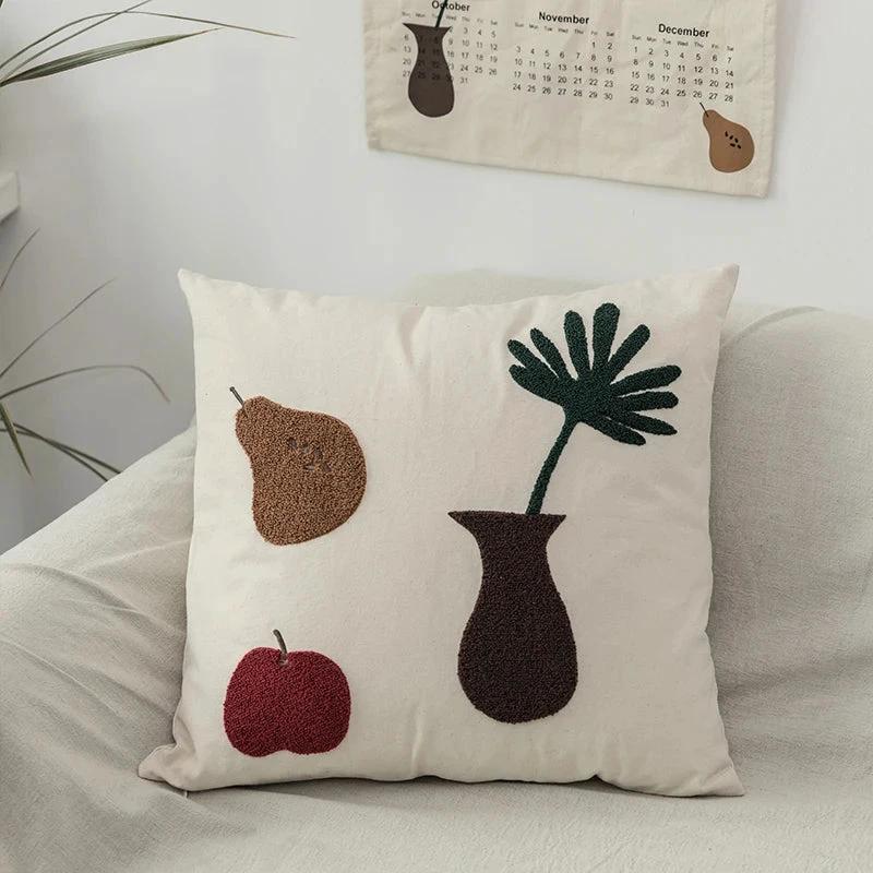 Black Cat & Garden Tufted Pillow Case by Bowlift