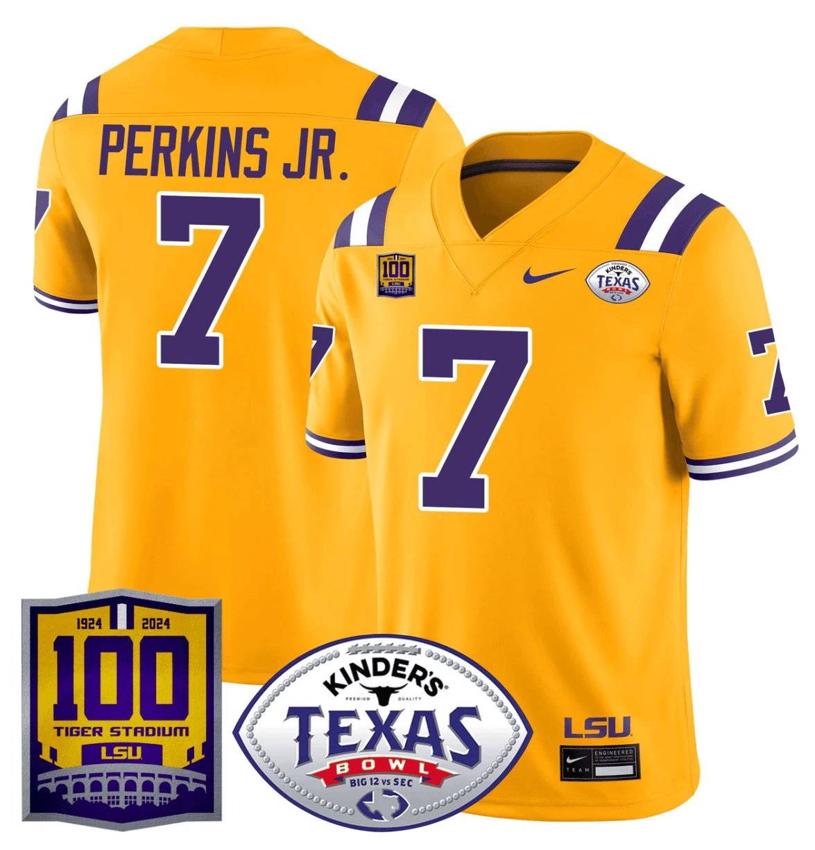 Garrett Nussmeier Jersey #13 LSU Tigers Texas Bowl Patch Football White by My Store