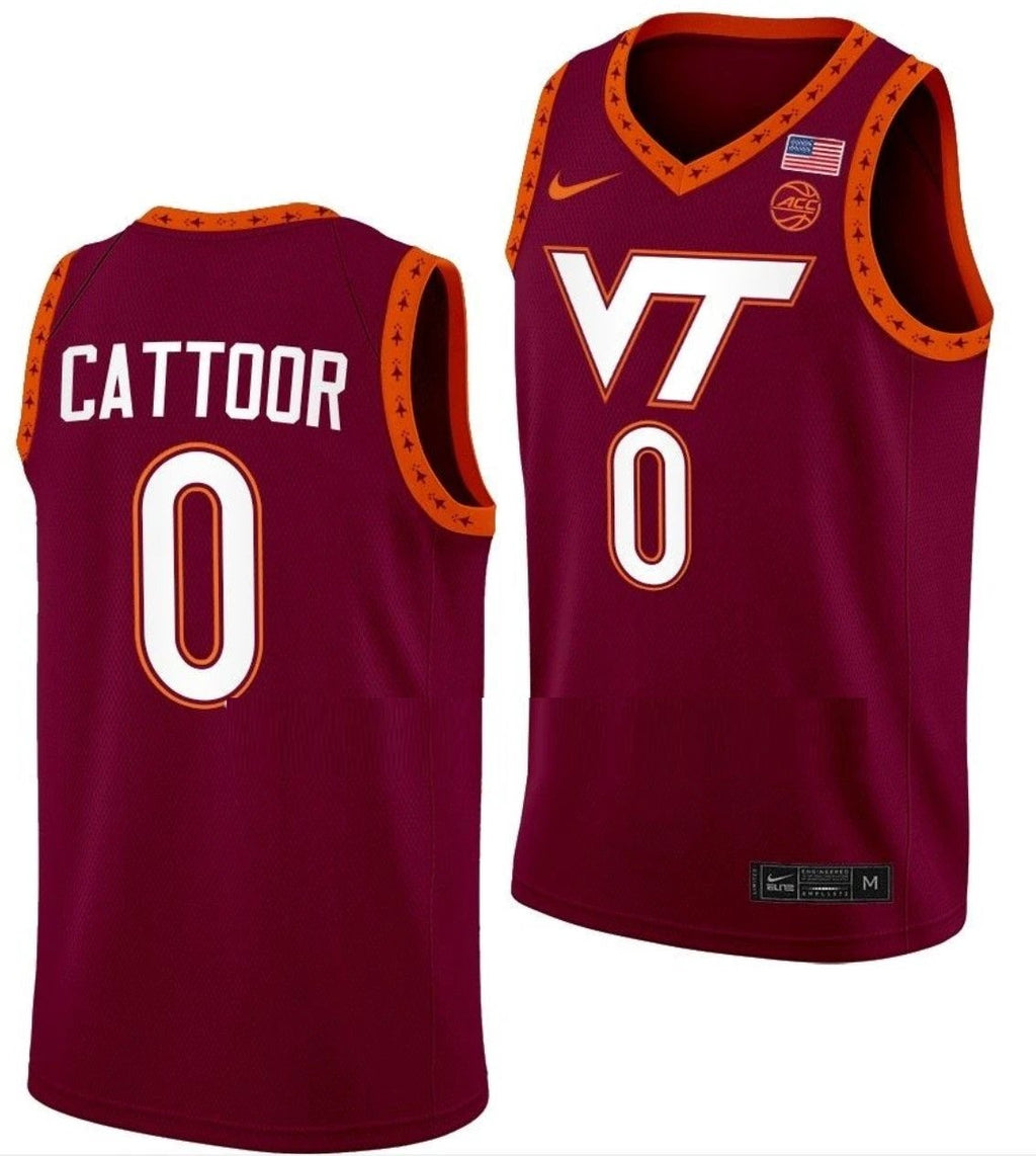 Hunter Cattoor Jersey Virginia Tech Hokies College Basketball Swingman Maroon #0 by My store basketball