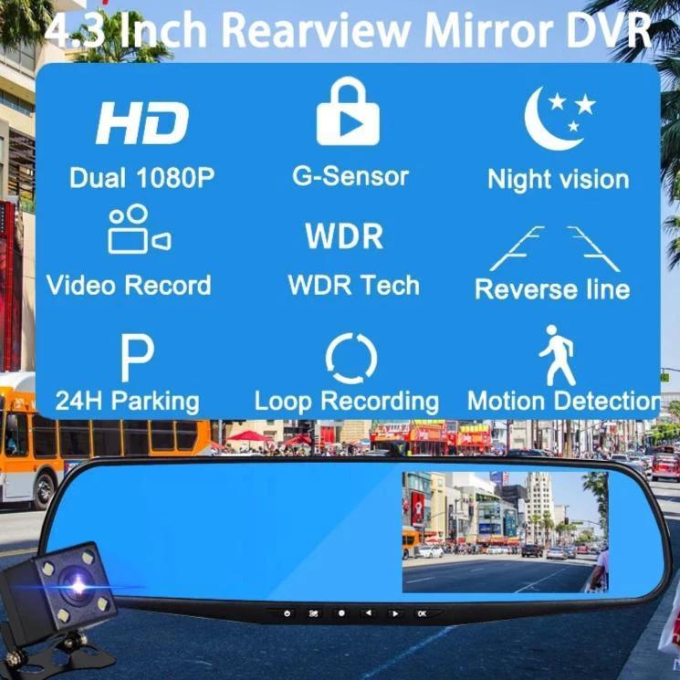 Dual Lens DashCam Vehicle Front and Rear Car Camera HD 1080P Video Recorder by BowLift
