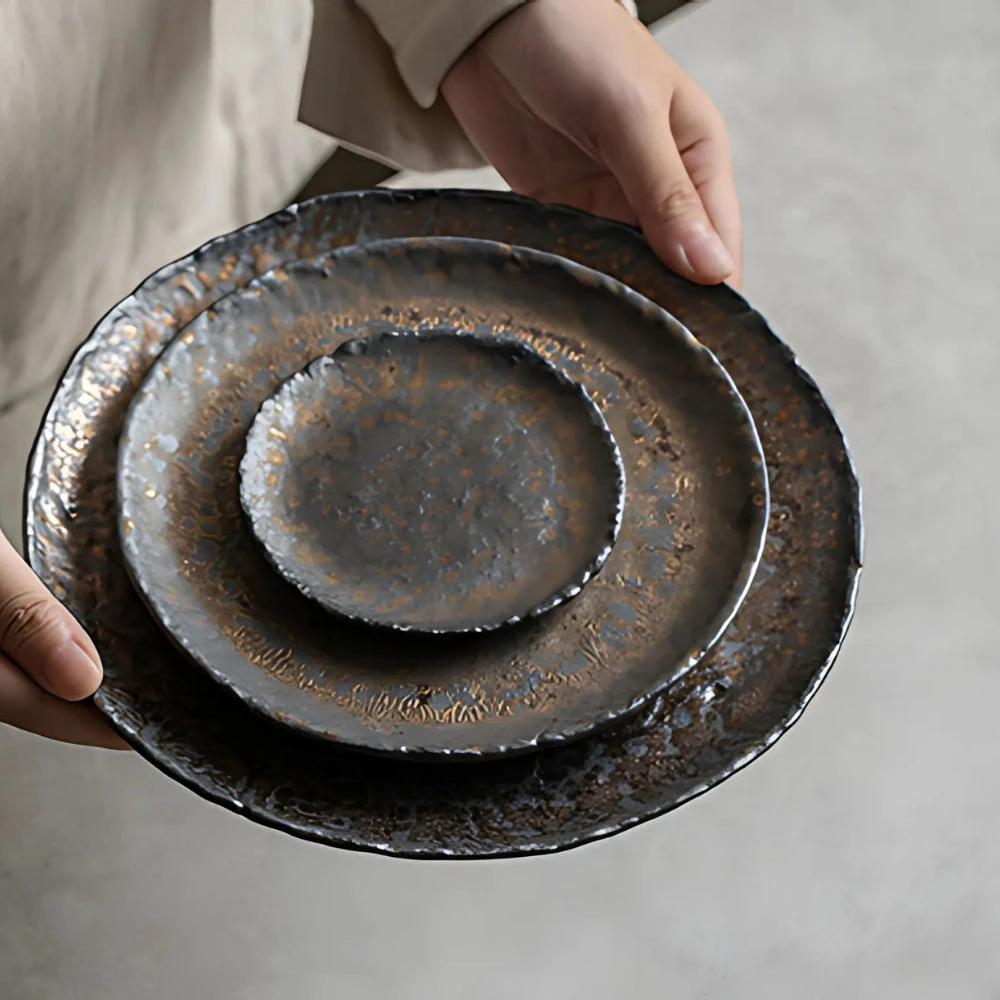 Hammer-Divot Inspired Industrial Plate Set by Casa & Beyond