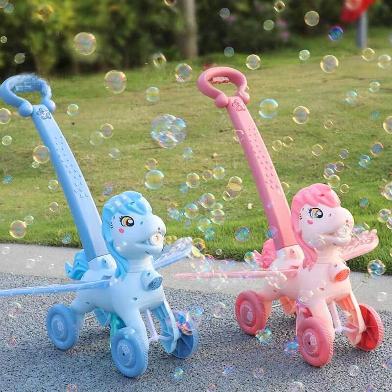 BubblePony | Magical bubble fun - Hand-pushed unicorn bubble machine for children by BowLift
