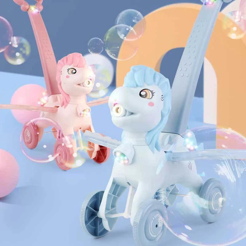 BubblePony | Magical bubble fun - Hand-pushed unicorn bubble machine for children by BowLift