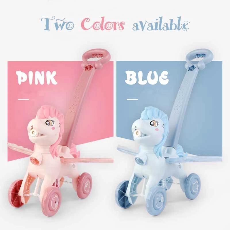 BubblePony | Magical bubble fun - Hand-pushed unicorn bubble machine for children by BowLift