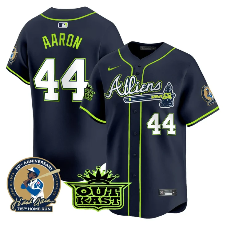 Hank Aaron Jersey #44 Atlanta Braves Atliens Patch Limited Stitched by My Store