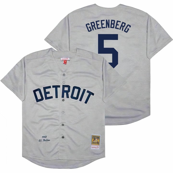 Hank Greenberg Jersey #5 Detroit Tigers Throwback Cooperstown Stitched Gray by Baseball Jerseys 7