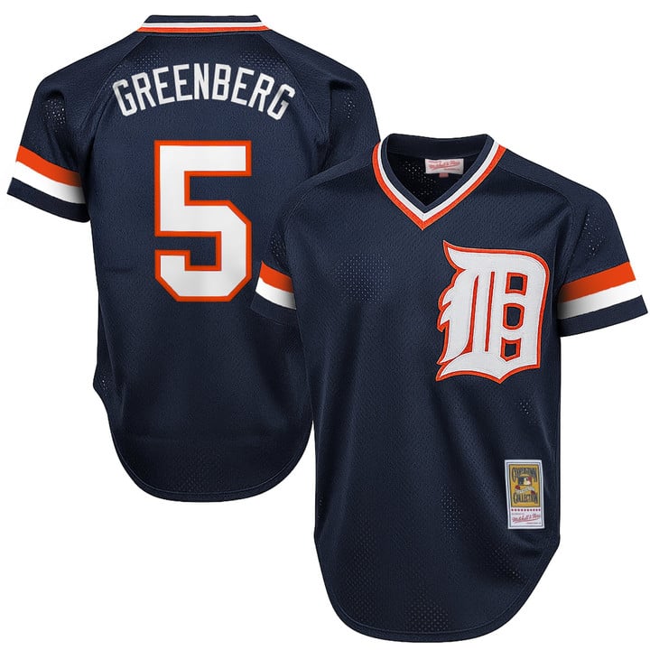 Hank Greenberg Jersey #5 Detroit Tigers Throwback Cooperstown Stitched Navy by Baseball Jerseys 7