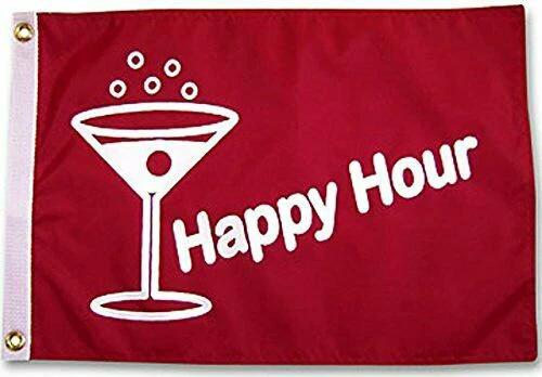 Happy Hour Martini Red Flag Banner 3x5FT Indoor Outdoor Bar Restaurant Man Cave by flagsjustdoit