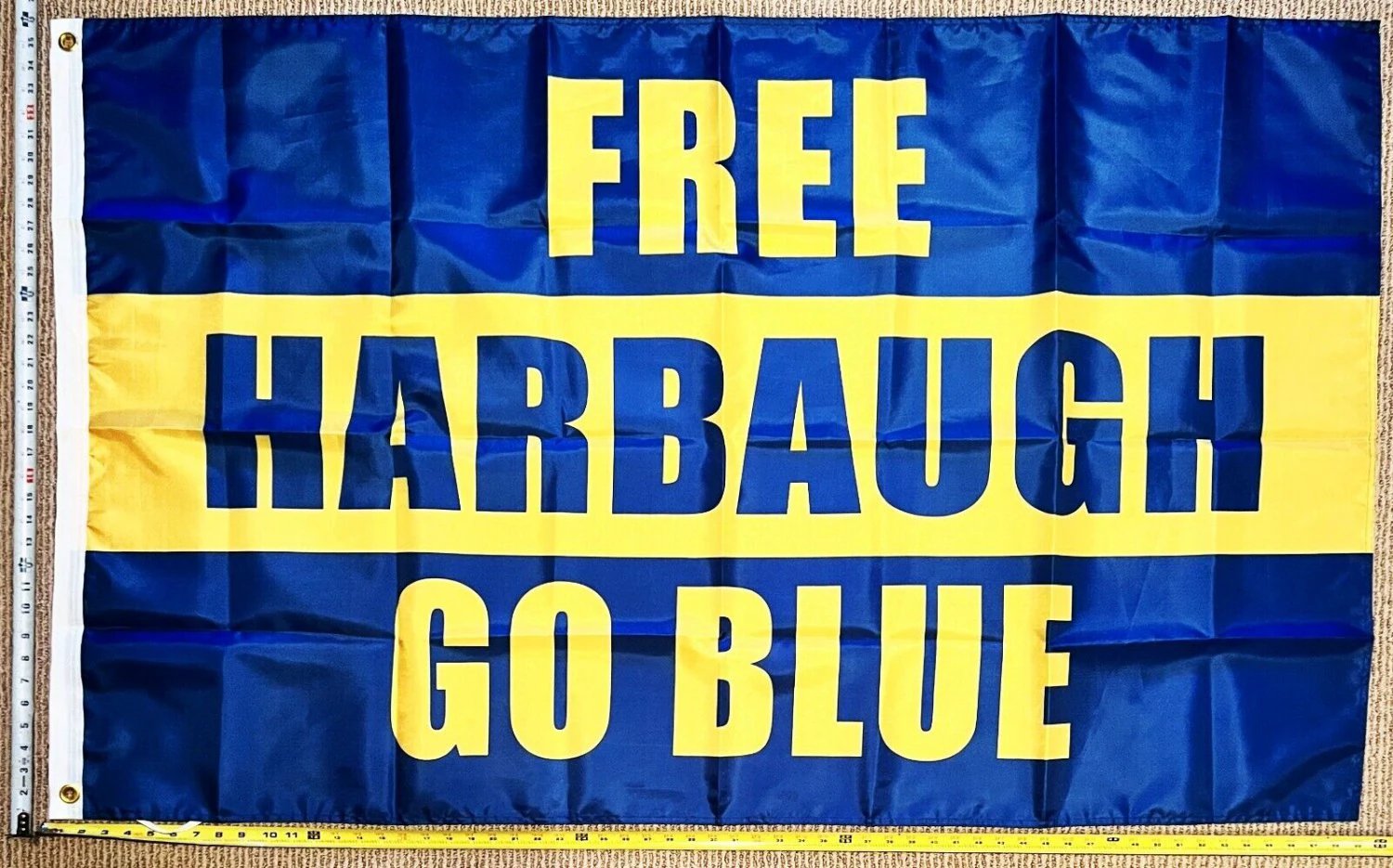 Harbaugh Flag Michigan Vs. Everybody Blue Wolverines Beer USA 3x5' by flagsjustdoit