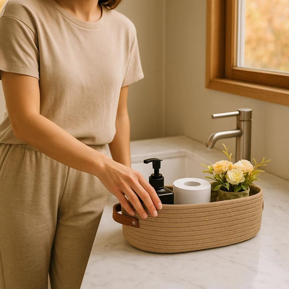 Harper Woven Storage Basket Organizer by Casa & Beyond