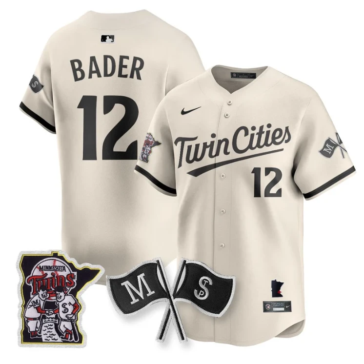 Harrison Bader Jersey #12 Minnesota Twins Alternate Limited Stitched Cream by My Store
