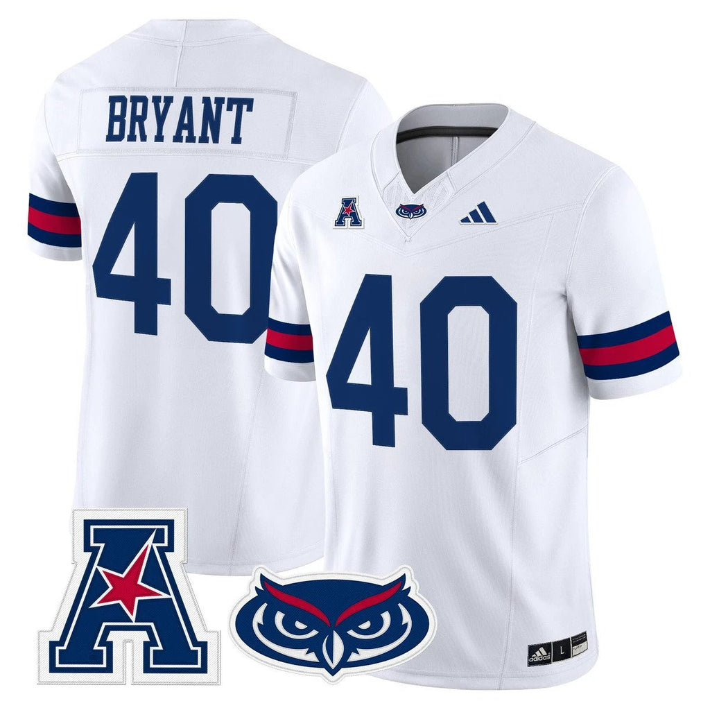 Harrison Bryant Jersey #40 Florida Atlantic Owls 2025 All Stitched White by My Store NCAA Football Jerseys