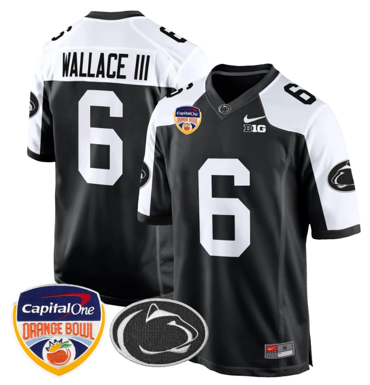 Harrison Wallace III Jersey #6 Custom Penn State Orange Bowl Black Alternate by My Store
