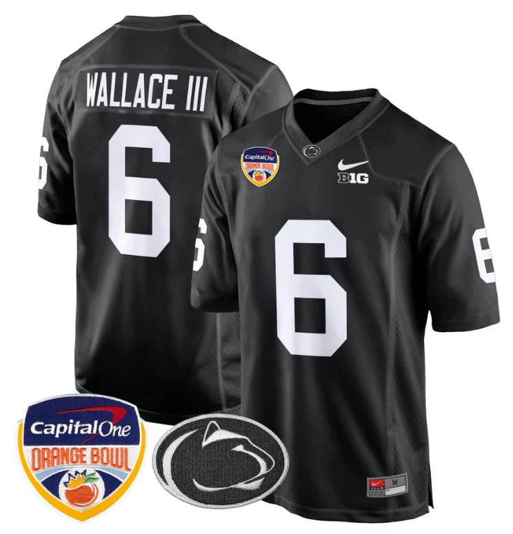 Harrison Wallace III Jersey #6 Custom Penn State Orange Bowl Patch Black by My Store